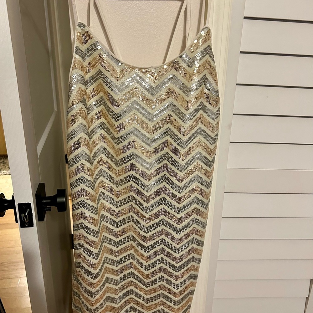 Sequin Chevron Slip Dress